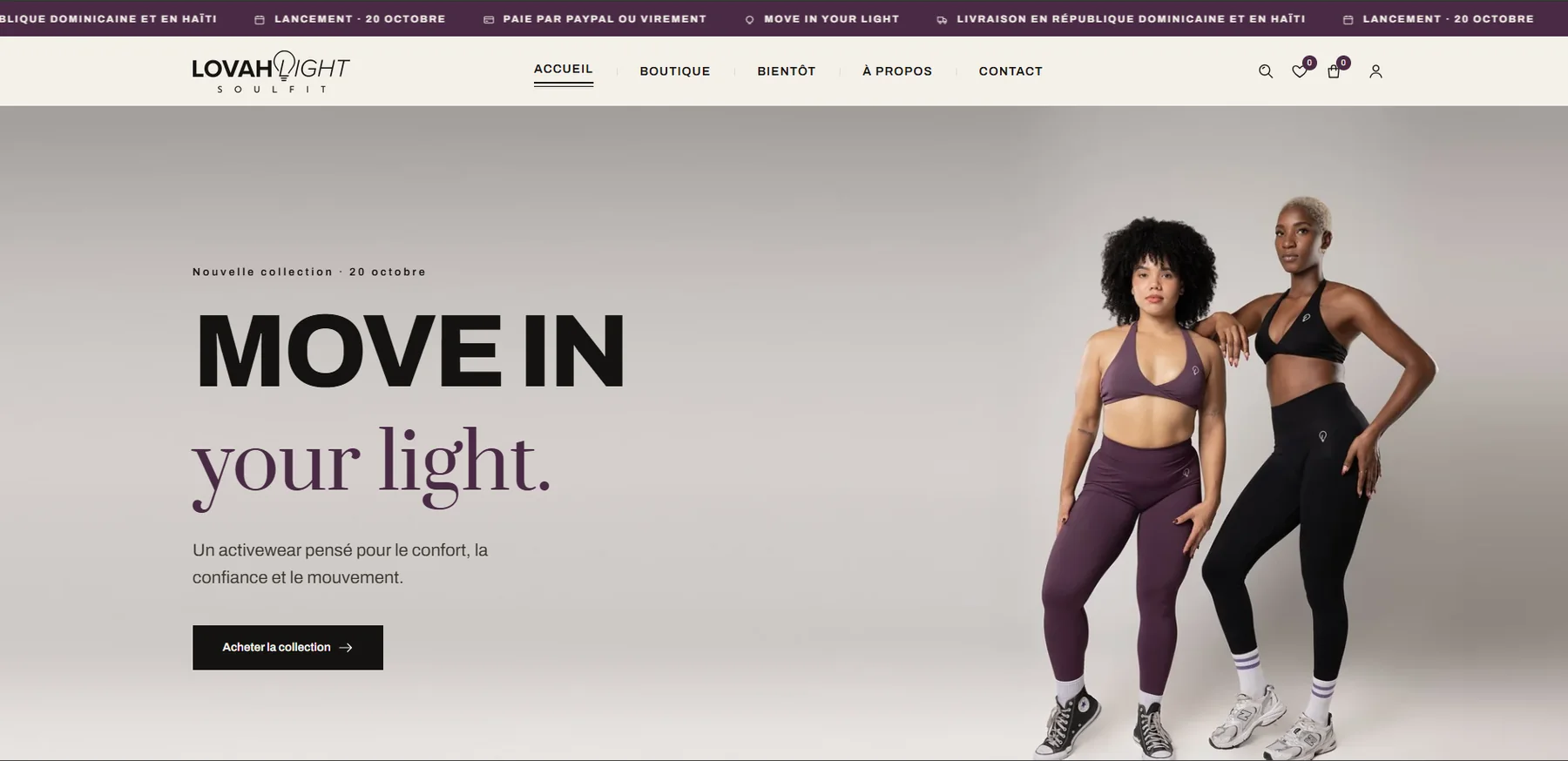 Lovahlight Soulfit, activewear. Home page of the store.